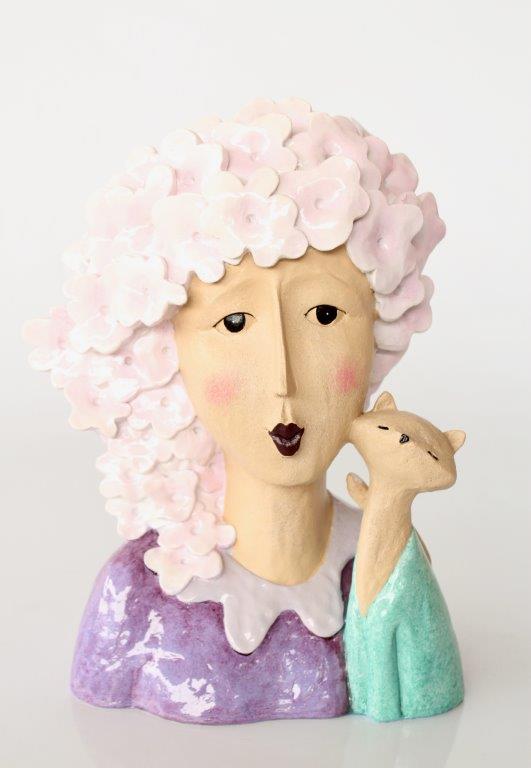 Lilac Bust With Cat